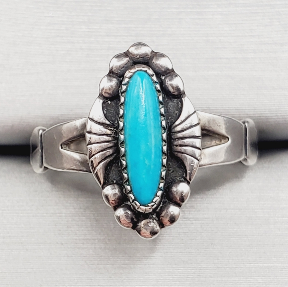 Genuine Turquoise 925 Sterling Silver Ring Vintage Ring